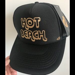 Trucker hat with HOT BEACH in gold glitter